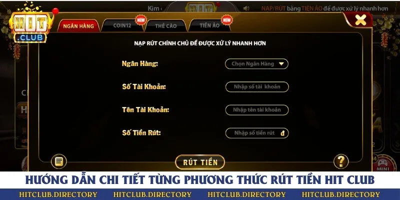 Cổng game cung cấp 3 phương thức giao dịch để người chơi rút tiền